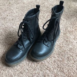 Black lace up combat boots